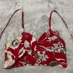 Floral Red Crop Top